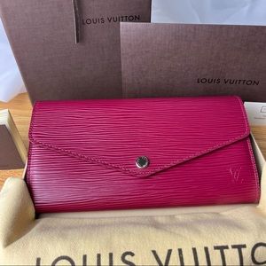 Authentic Louis Vuitton Sarah Epi Leather Wallet Fuchsia Plus Box & Dust bag